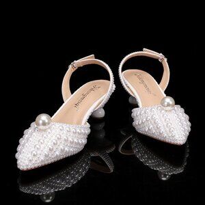Bridal Pump Sandals with Imitation Pearls
